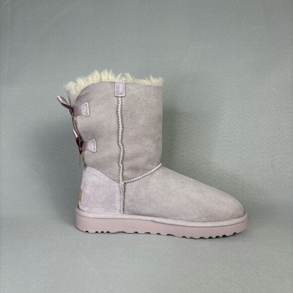 New Women's 9 UGG Boots Bailey Bow Light Purple Lavender Suede w/ Purple Soles - Picture 6 of 11